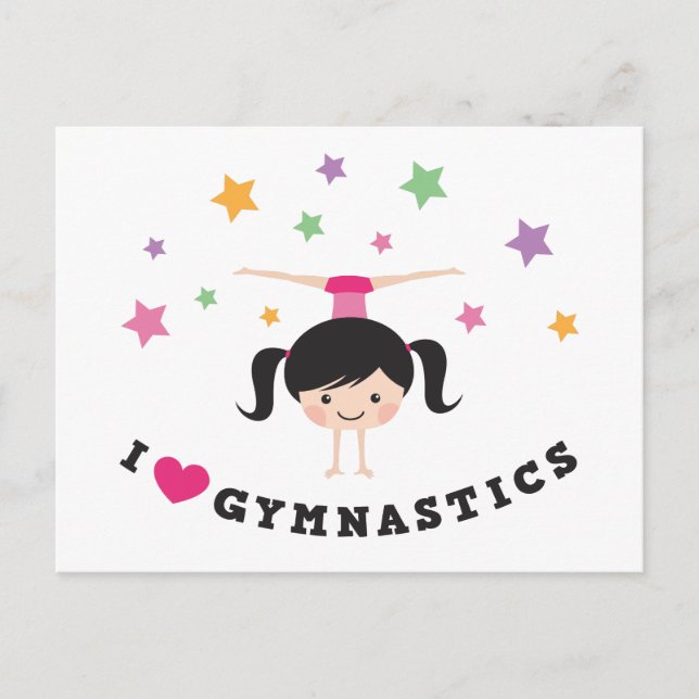 Postal Me encanta la gimnasia personalizado chica haciend (Anverso)