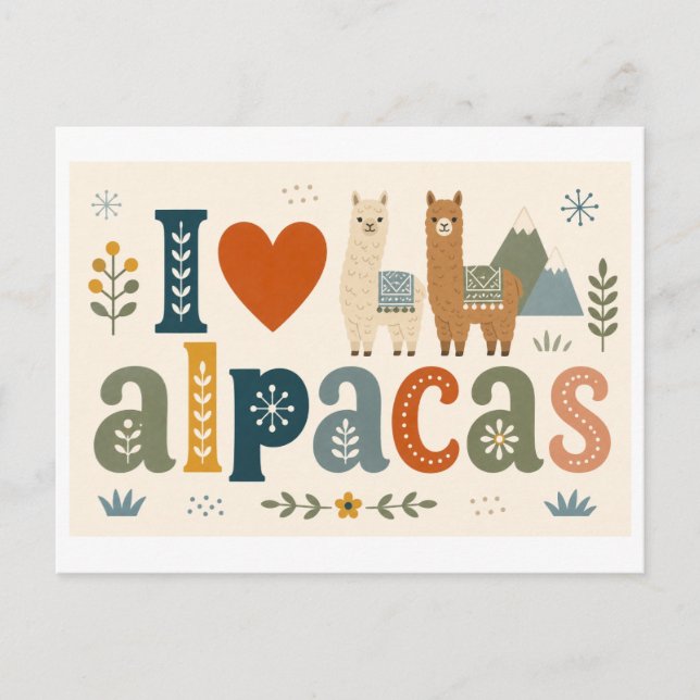 Postal "Me [encanta] las alpacas" (Anverso)