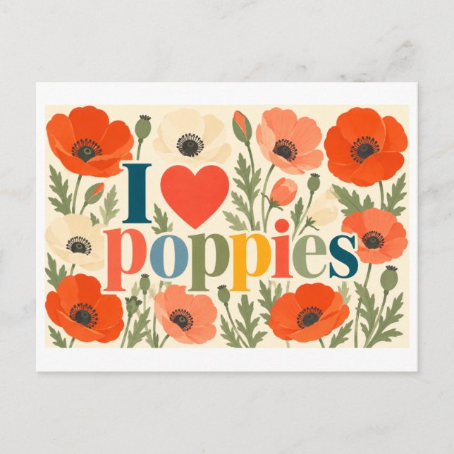Postal "Me [encanta] las amapolas" (Anverso)