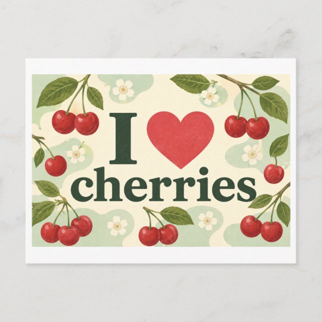 Postal "Me [encanta] las cerezas" (Anverso)