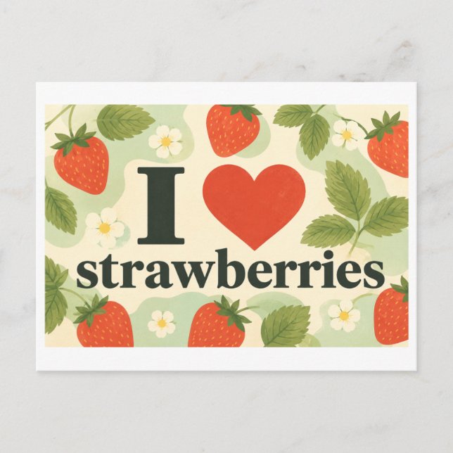 Postal "Me [encanta] las fresas" (Anverso)