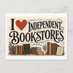 Postal "Me [encanta] las librerías independientes"