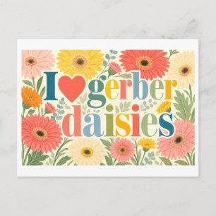 Postal "Me [encanta] las margaritas Gerber"