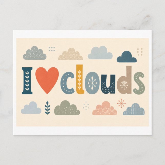 Postal "Me [encanta] las nubes" (Anverso)