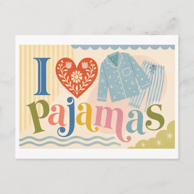 Postal "Me [encanta] las pijamas" (Anverso)
