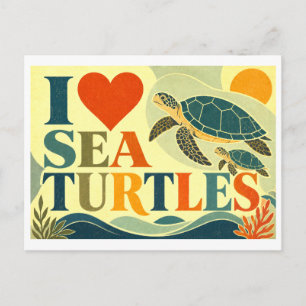 Postal "Me [encanta] las tortugas marinas"