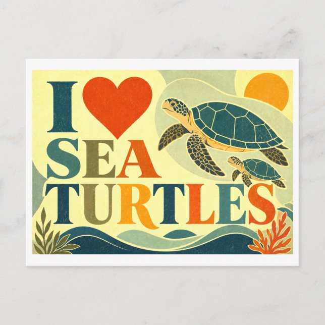 Postal "Me [encanta] las tortugas marinas" (Anverso)