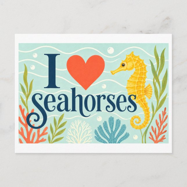 Postal "Me [encanta] los caballitos de mar" (Anverso)