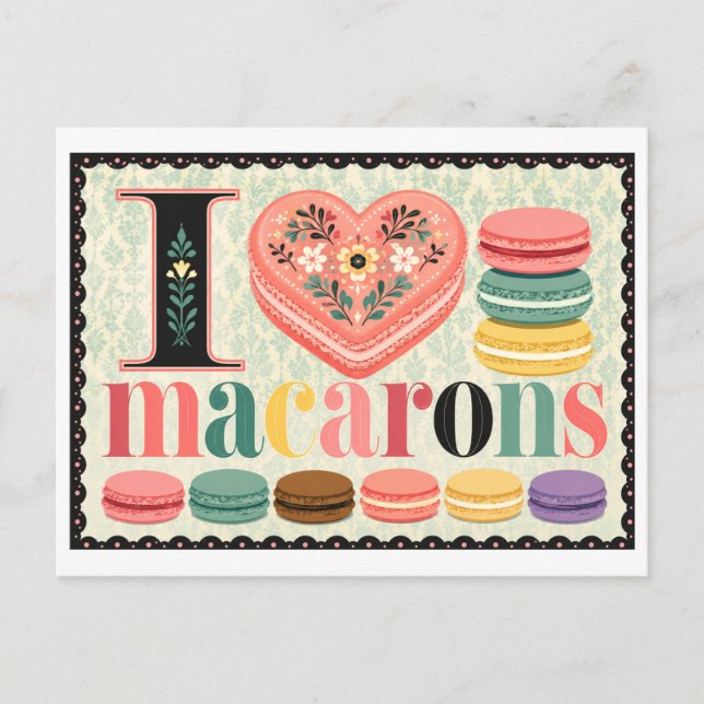 Postal "Me [encanta] los Macarons" (Anverso)