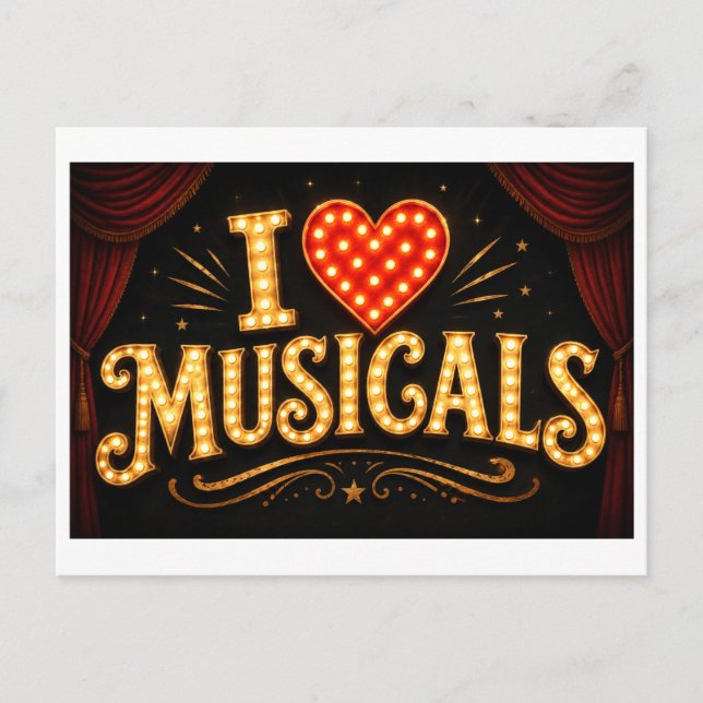 Postal "Me [encanta] los musicales" (Anverso)