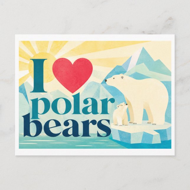 Postal "Me [encanta] los osos polares" (Anverso)