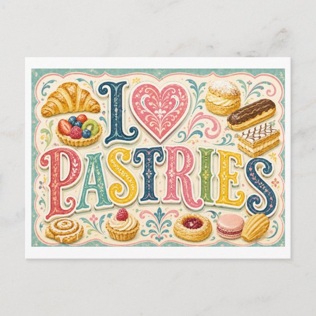 Postal "Me [encanta] los pasteles" (Anverso)