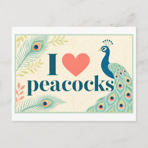 Postal "Me [encanta] los pavos reales"