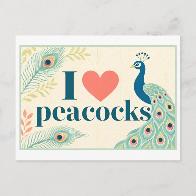 Postal "Me [encanta] los pavos reales" (Anverso)