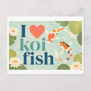 Postal "Me [encanta] los peces Koi"