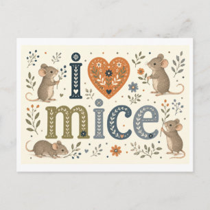 Postal "Me [encanta] los ratones"