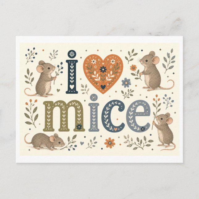 Postal "Me [encanta] los ratones" (Anverso)