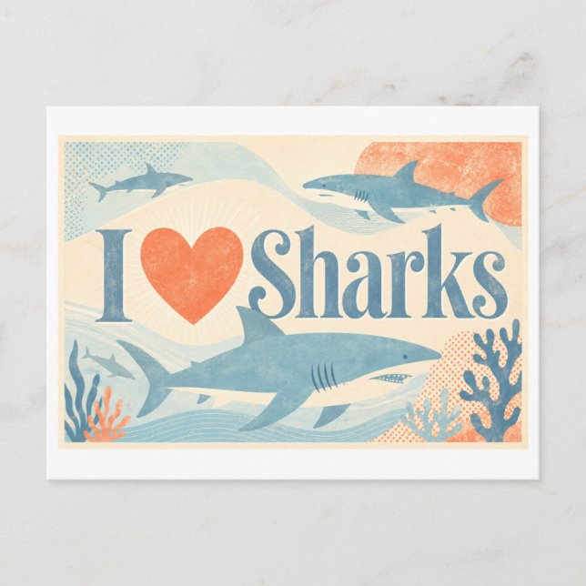 Postal "Me [encanta] los tiburones" (Anverso)