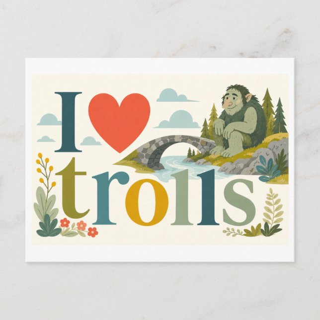 Postal "Me [encanta] los Trolls" (Anverso)