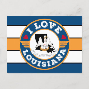 Postal Me encanta Louisiana Retro stripe bandera estatal 