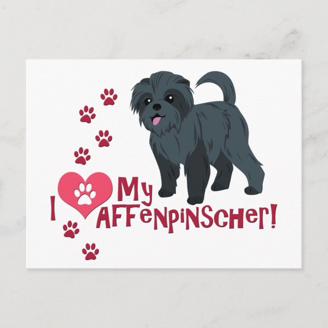 Postal ¡Me Encanta Mi Affenpinscher! (Anverso)