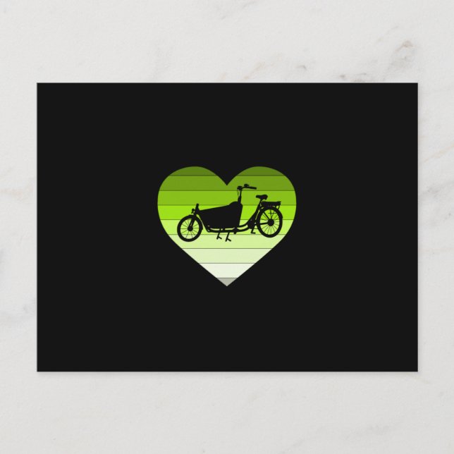 Postal Me encanta mi bicicleta de carga - Corazón retro v (Anverso)