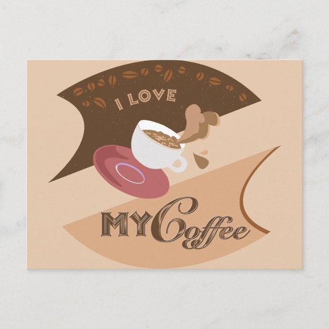 Postal Me encanta mi café retro Java (Anverso)