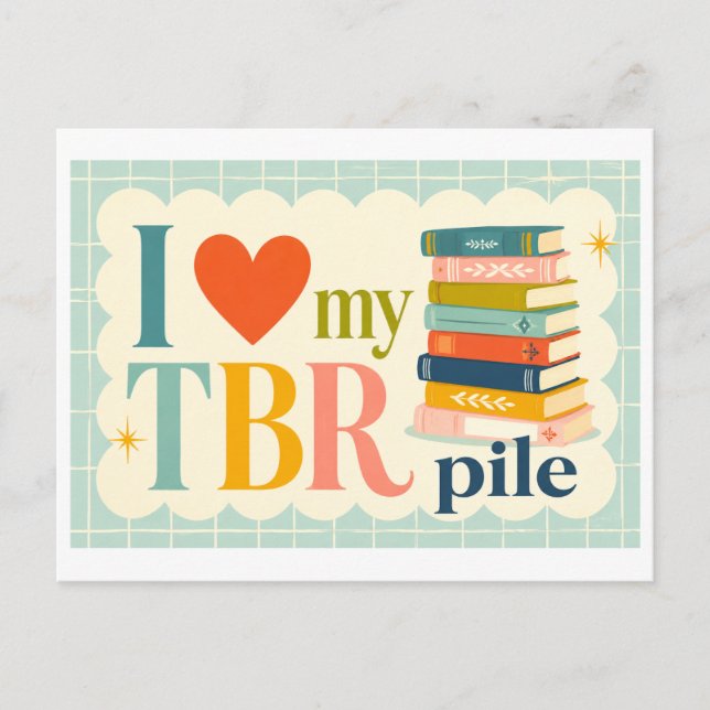 Postal "Me encanta mi pila de TBR" (Anverso)