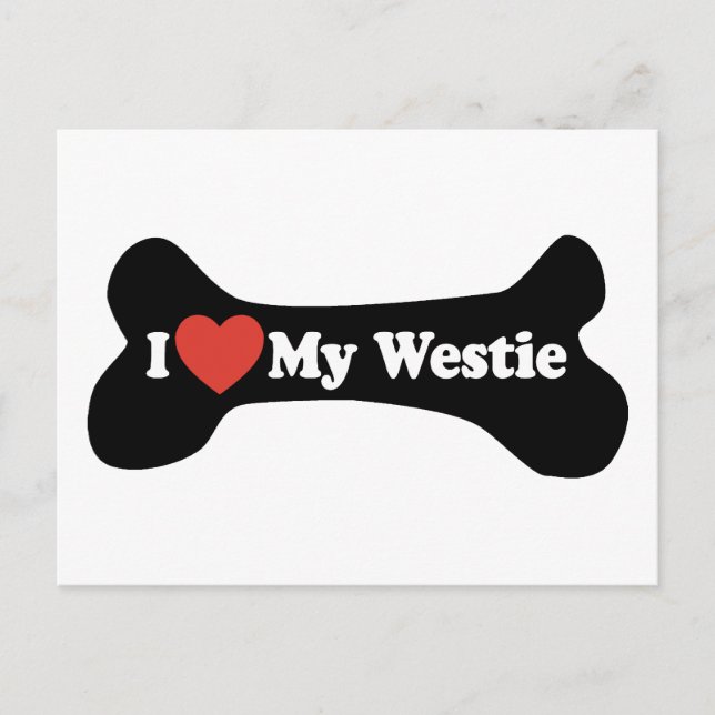 Postal Me encanta mi Westie - Hueso de perro (Anverso)