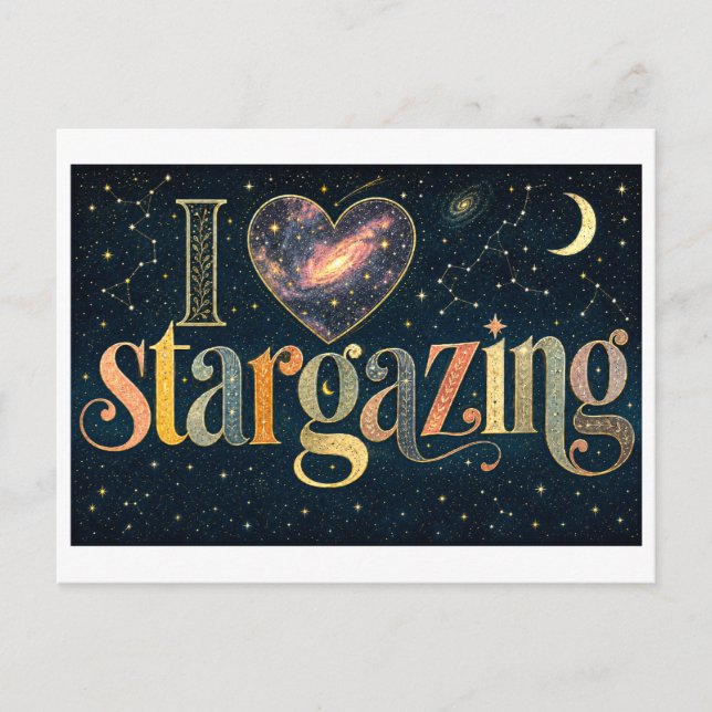 Postal "Me [encanta] mirar las estrellas" (Anverso)