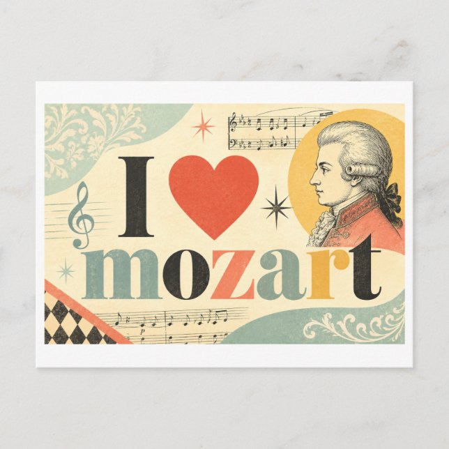 Postal "Me [encanta] Mozart" (Anverso)