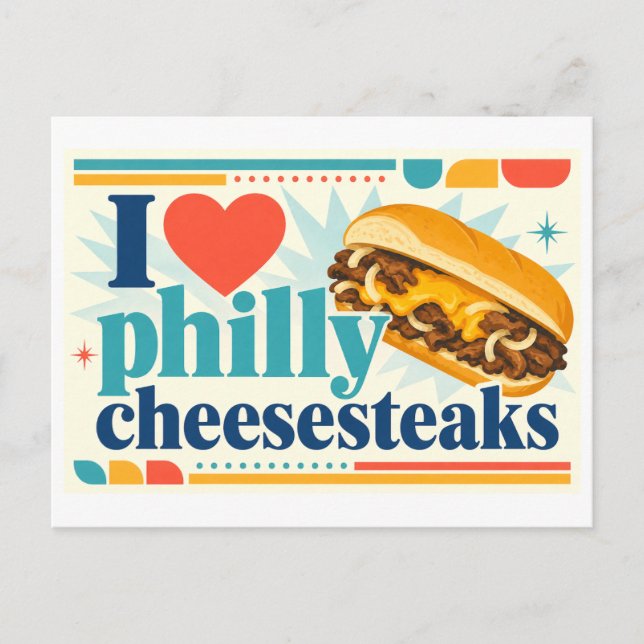 Postal "Me [encanta] Philly Cheesesteaks" (Anverso)