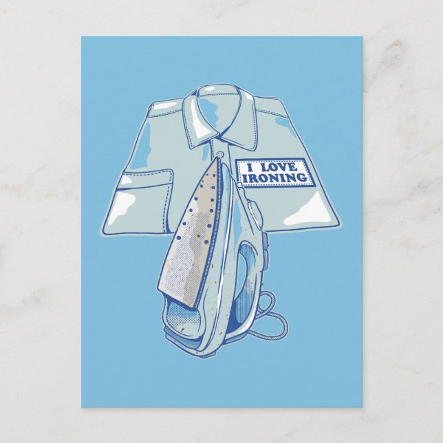 Postal Me encanta planchar hierros divertidos (Anverso)