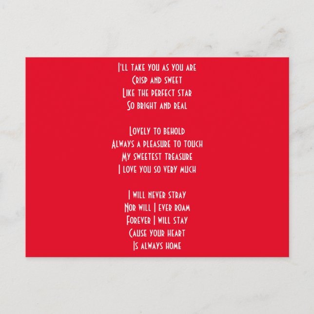 Postal Me encanta tu poema (Anverso)