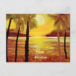 Postal Me encanta vacaciones atardecer océano palmeras