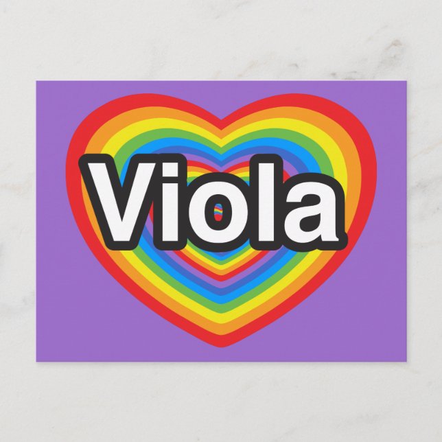 Postal Me encanta Viola. Te amo Viola. Corazón (Anverso)