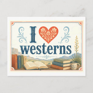 Postal "Me [encanta] westerns"