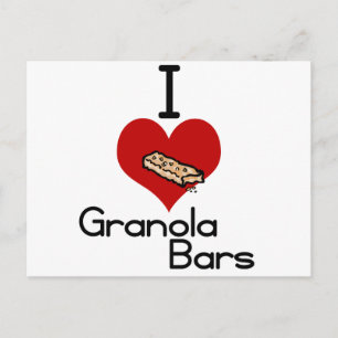Postal Me encantan las barras de granola de corazón