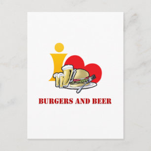 Postal Me Encantan las Hamburguesas y la Cerveza Ah la Ha