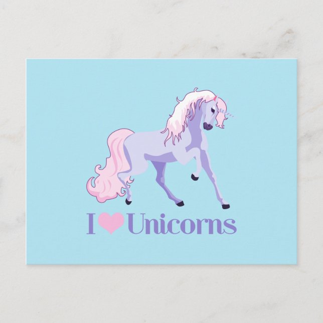 Postal Me encantan las Unicornios (Anverso)
