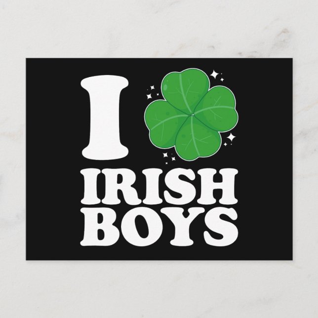 Postal Me encantan los chicos irlandeses Shamrock Heart S (Anverso)