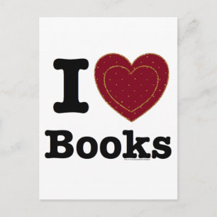 Postal ¡Me encantan los libros! (Corazón doble)