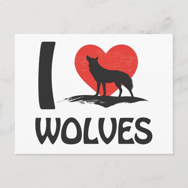Postal Me encantan los lobos (Anverso)