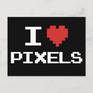 Postal Me encantan los píxeles retro de corazón pixelado 