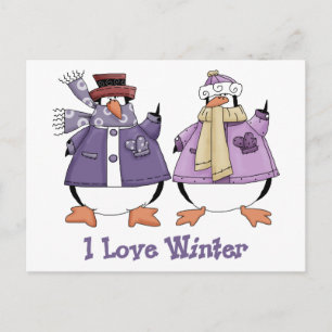 Postal Me encantan los tés y regalos de los pingüinos de