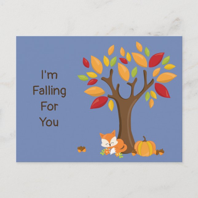 Postal Me estoy cayendo para usted árbol del otoño (Anverso)