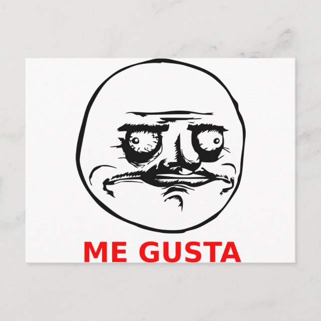 Postal Me gusta cara con texto (Anverso)