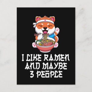 Postal Me gusta el ramen y quizás 3 personas anime divert