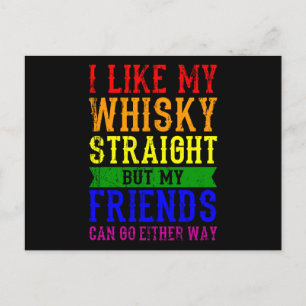 Postal ME GUSTA EL WHISKY SIN MEZCLA Mes del Orgullo LGBT