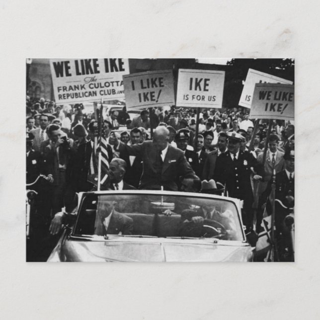 Postal Me Gusta Ike Dwight D. Campaña de Eisenhower (Anverso)